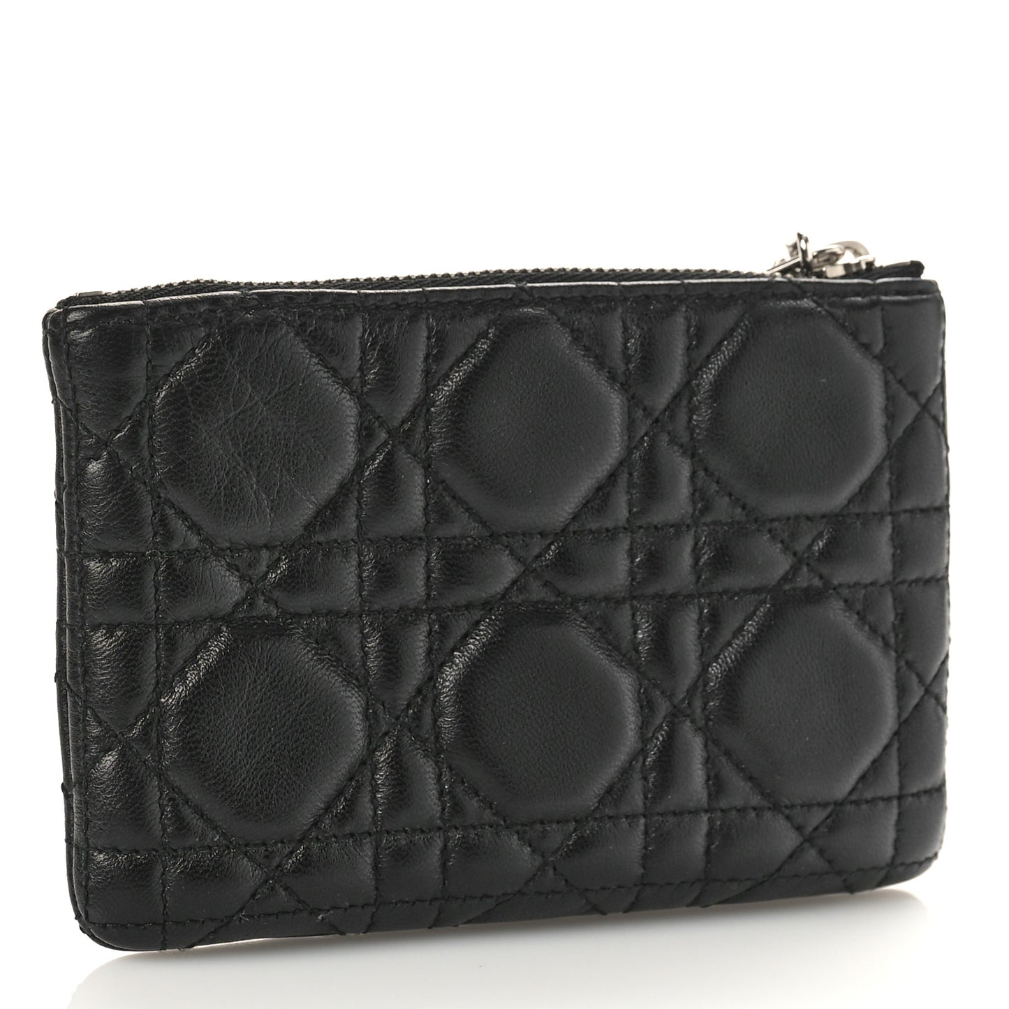 Lambskin Cannage Lady Dior Key Pouch Black