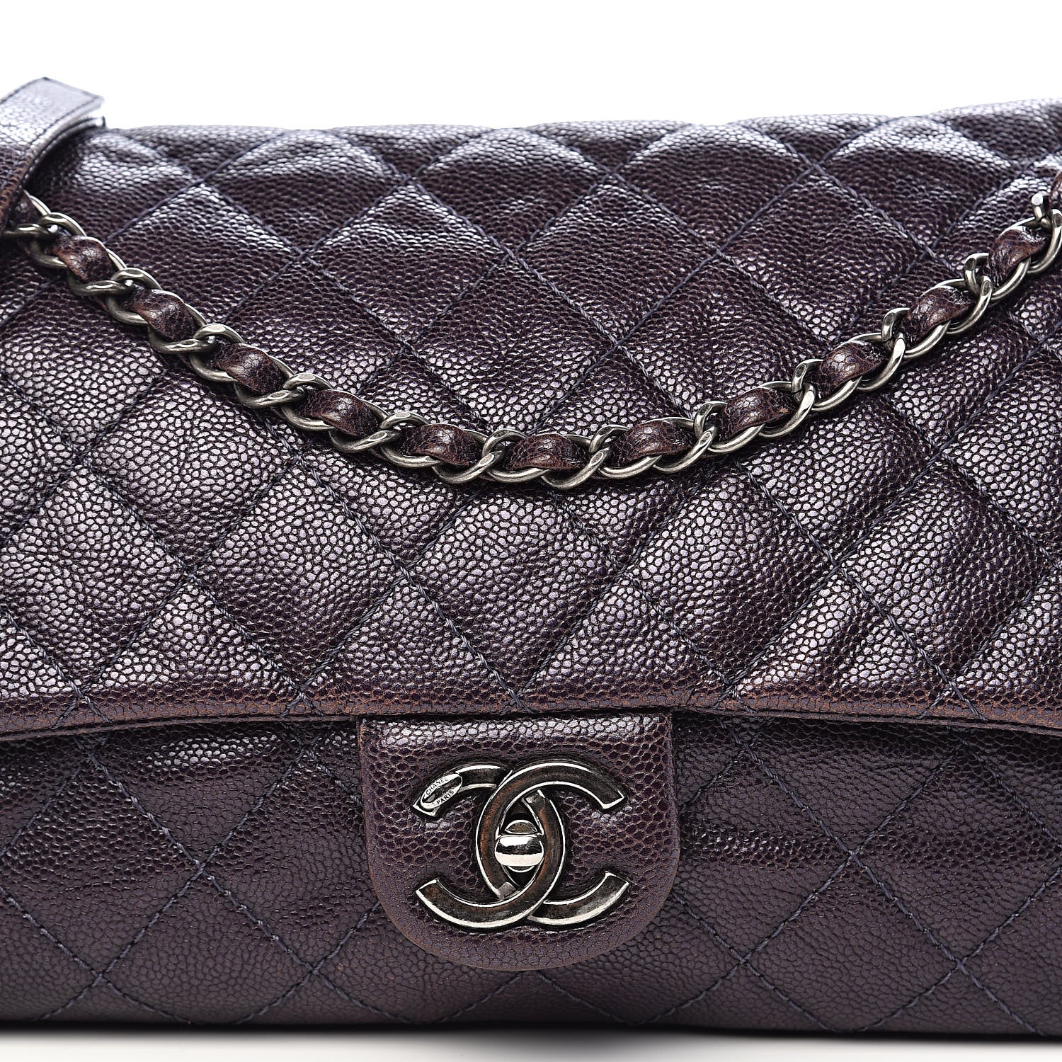 Chanel Iridescent Caviar Quilted Large Chic Flap Purple 16 of 16