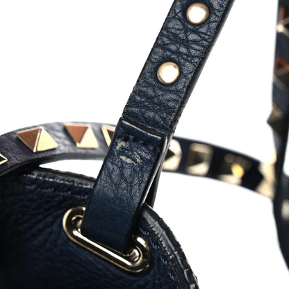 Valentino Garavani Pebbled Calfskin Medium Rockstud Tote Marine 17 of 24