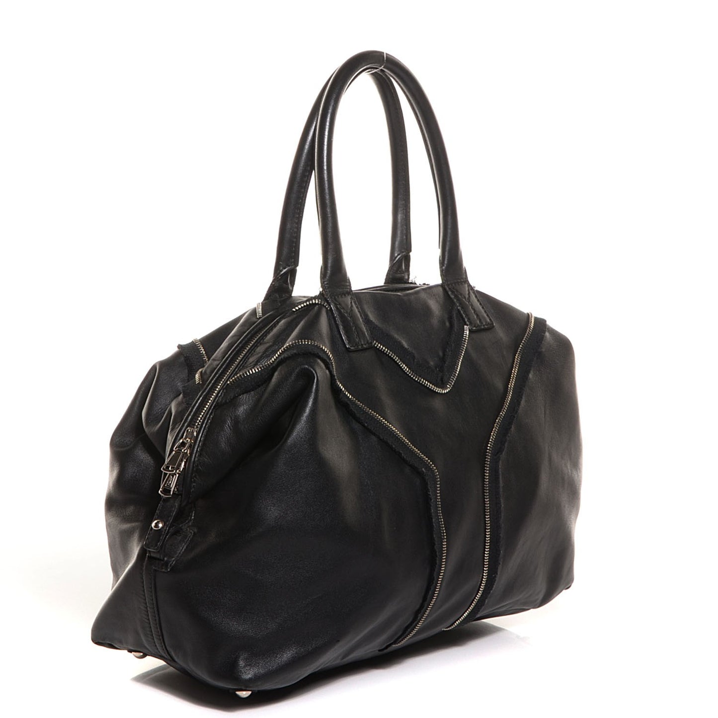 Coated Lambskin Large Easy Y Rock Bag Black