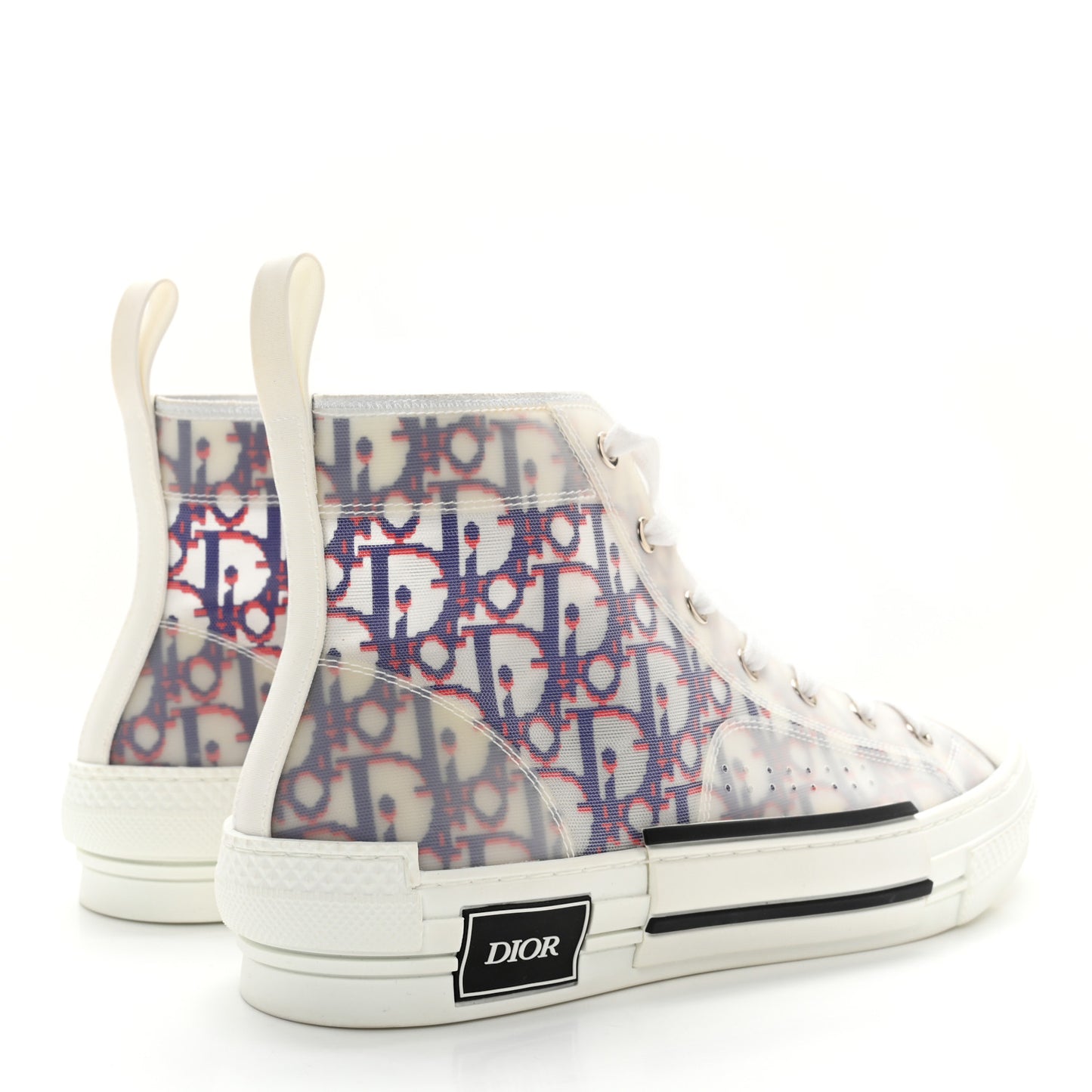 Technical Canvas Oblique Pixel Mens B23 High Top Sneakers 42 Blue Red