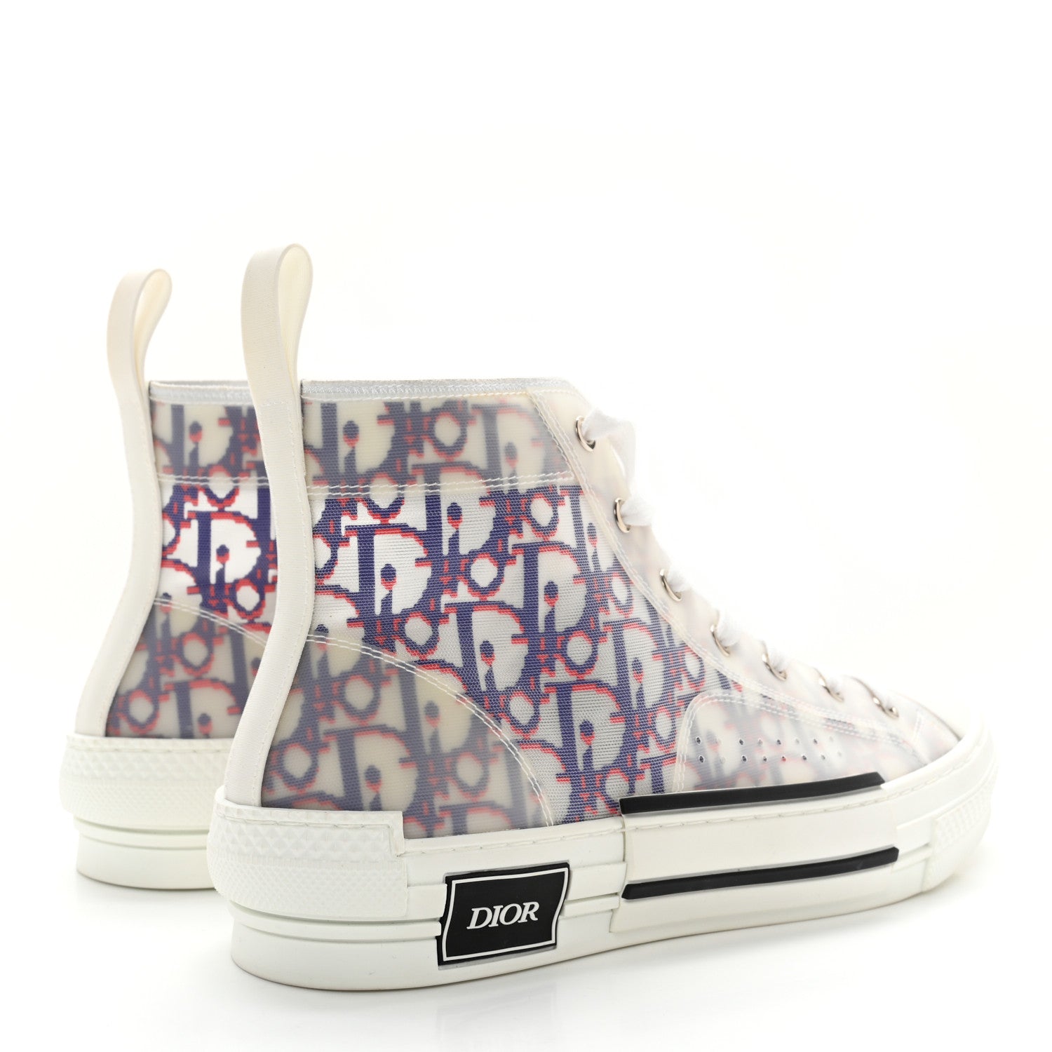 Christian Dior Technical Canvas Oblique Pixel Mens B23 High Top Sneakers 42 Blue Red 4 of 10