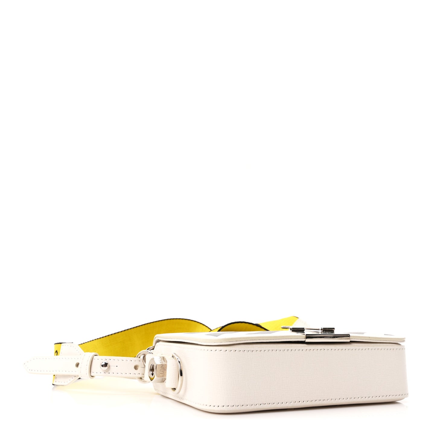 Saffiano Striped Mini Diag Binder Clip Bag White Black Yellow