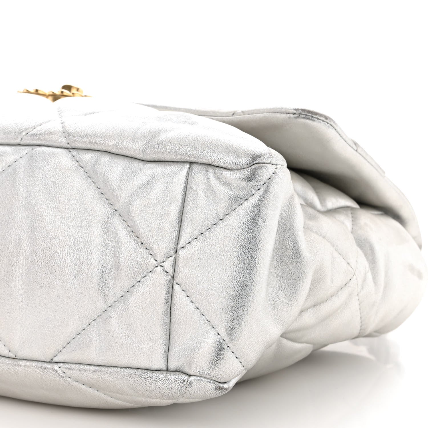 Chanel Metallic Lambskin Quilted Large Chanel 19 Flap Silver 10 of 16