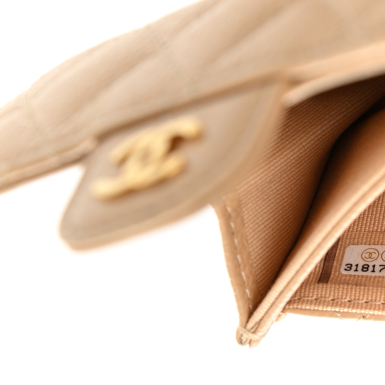 Chanel Caviar Quilted Flap Card Holder Wallet Beige 8 of 10