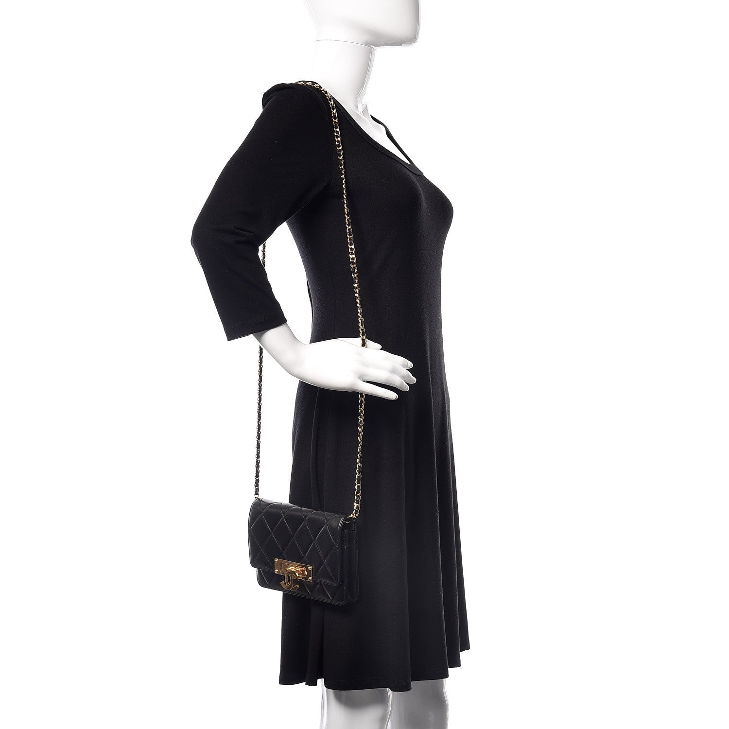 Chanel Lambskin Quilted Golden Class Wallet on Chain WOC Black 2 of 9