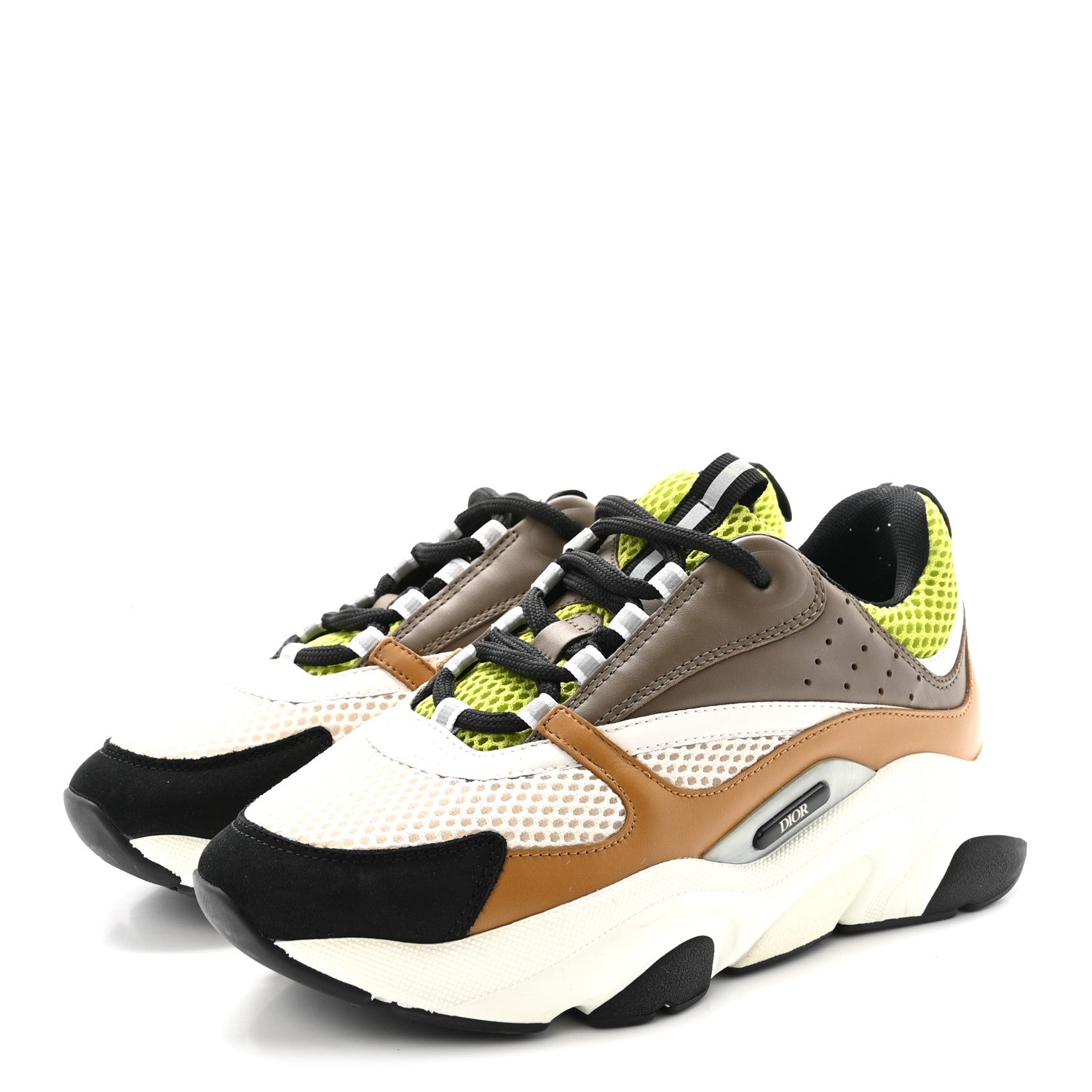 Christian Dior Technical Mesh Calfskin Mens B22 Sneakers 38 Brown Green 4 of 9
