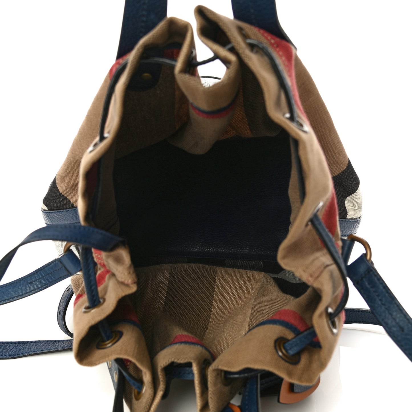 Grainy Calfskin Mega Check Tassel Heston Tote Navy