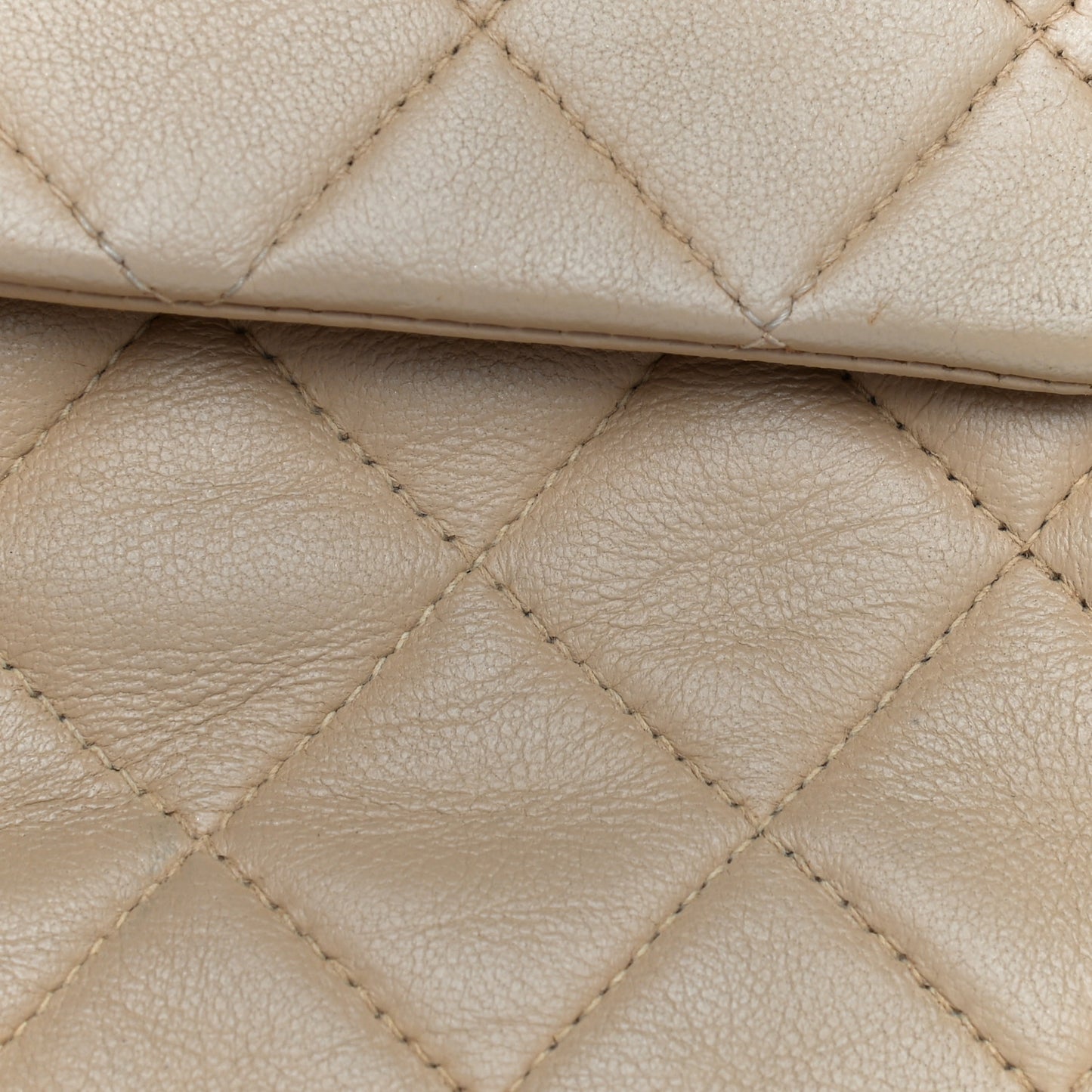 Lambskin Quilted Small Double Flap Beige