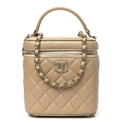 Chanel Caviar Quilted Small Top Handle Vanity Case With Chain Dark Beige 1 of 10
