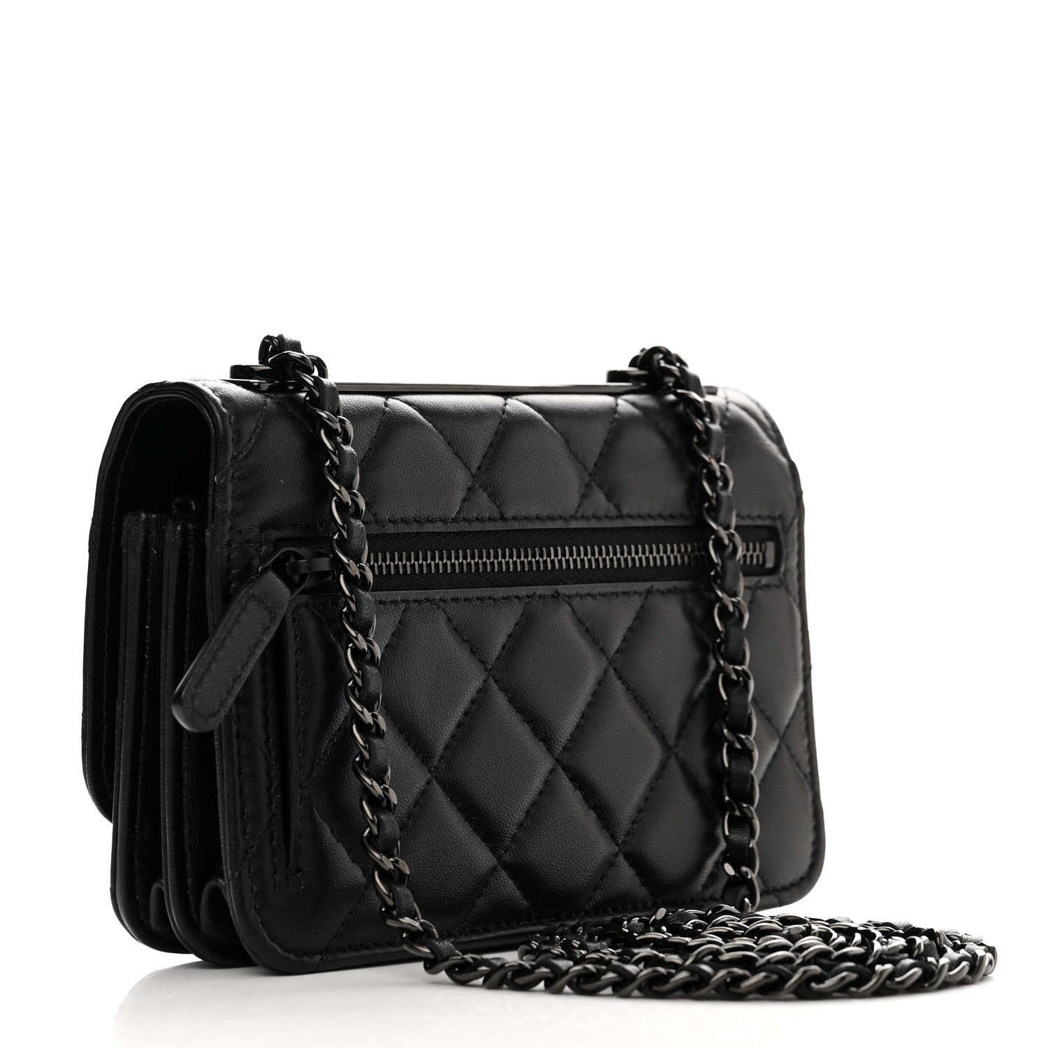 Chanel Lambskin Quilted Mini Trendy CC Wallet On Chain WOC So Black 3 of 11