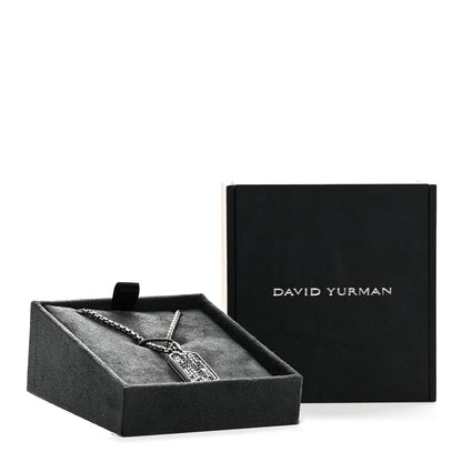 David Yurman Sterling Silver Black Diamond Small Dog Tag Necklace 5 of 5