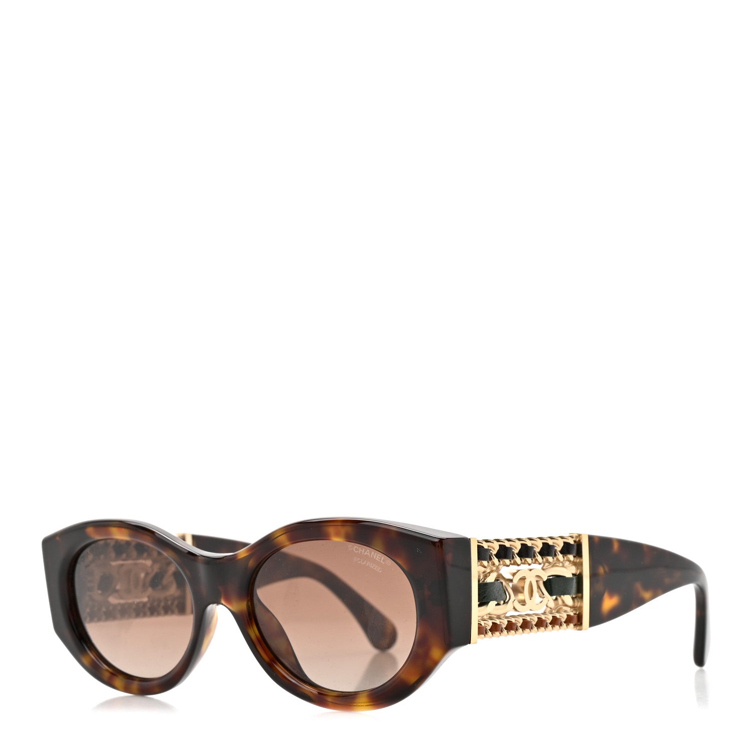 Chanel Acetate Calfskin Chain Polarized CC Sunglasses 5536-Q-A Tortoise 1 of 8