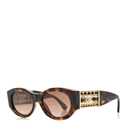 Chanel Acetate Calfskin Chain Polarized CC Sunglasses 5536-Q-A Tortoise 1 of 8