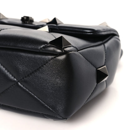 Valentino Garavani Nappa Monochrome Medium Roman Stud Shoulder Bag Black 8 of 8