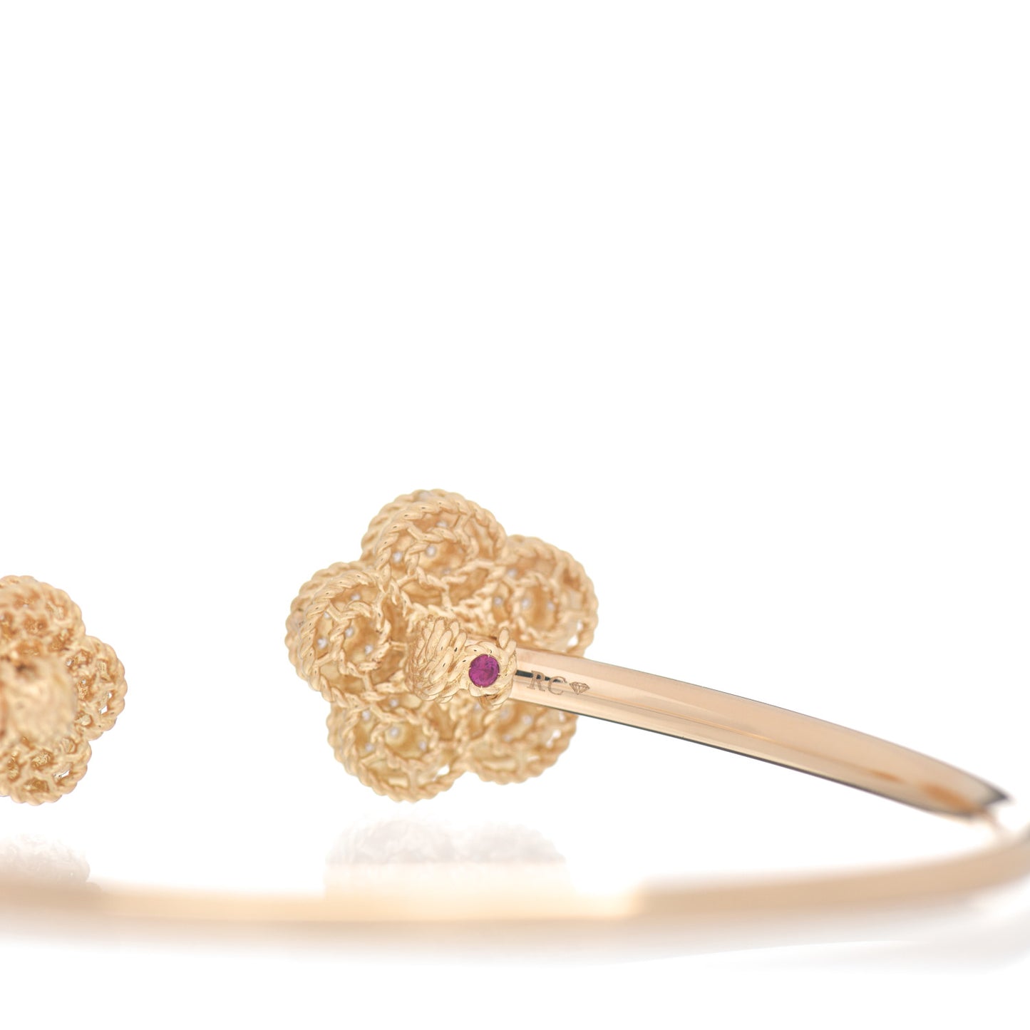 18K Yellow Gold Diamond Daisy Cuff Bracelet