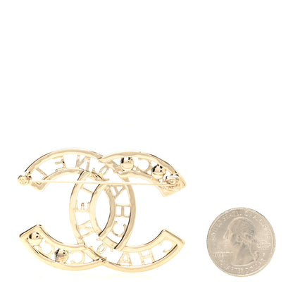 Chanel Crystal Pearl Coco CC Logo Brooch Gold 2 of 3