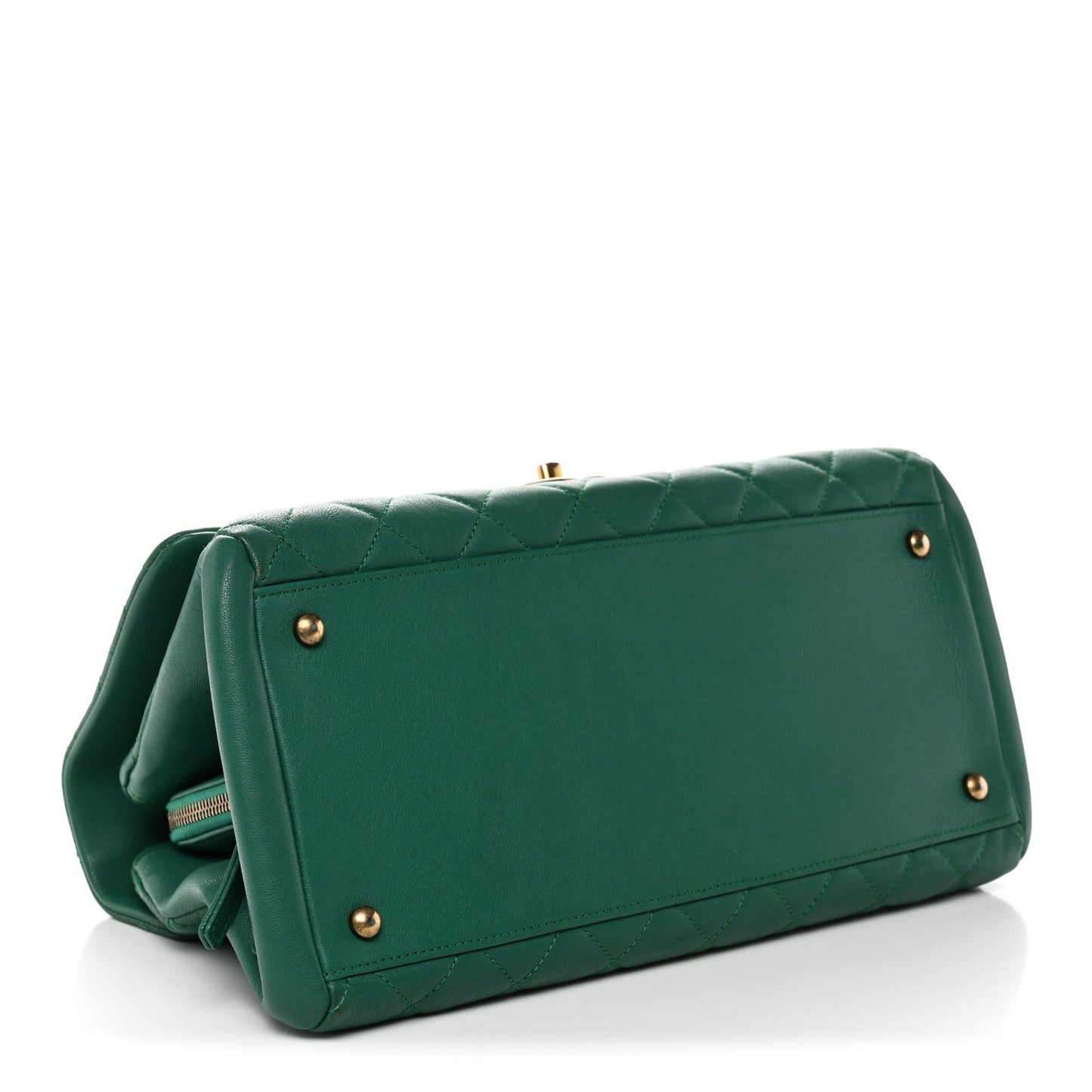 Shiny Sheepskin Quilted Large Trapezio Flap Green