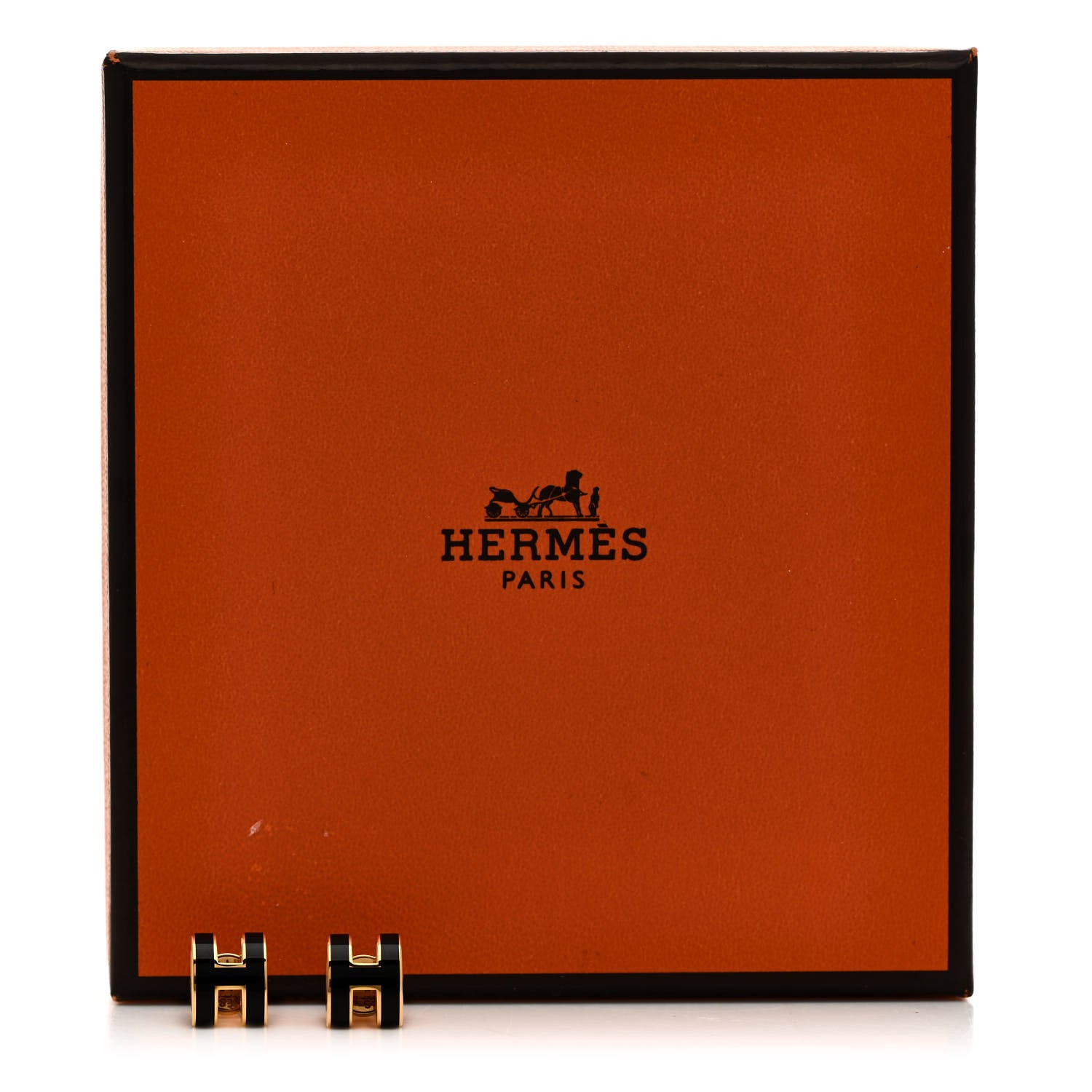 Hermes Gold Lacquered Mini Pop H Earrings Black 5 of 5