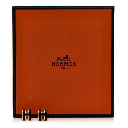 Hermes Gold Lacquered Mini Pop H Earrings Black 5 of 5