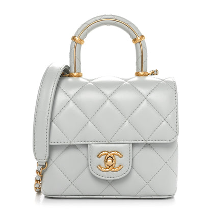 Chanel Lambskin Handle Crush Top Handle Flap Bag Grey 1 of 10