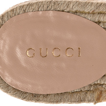 Gucci Canvas Interlocking G Espadrille Slide Sandals 37 Mystic White Shell 7 of 12