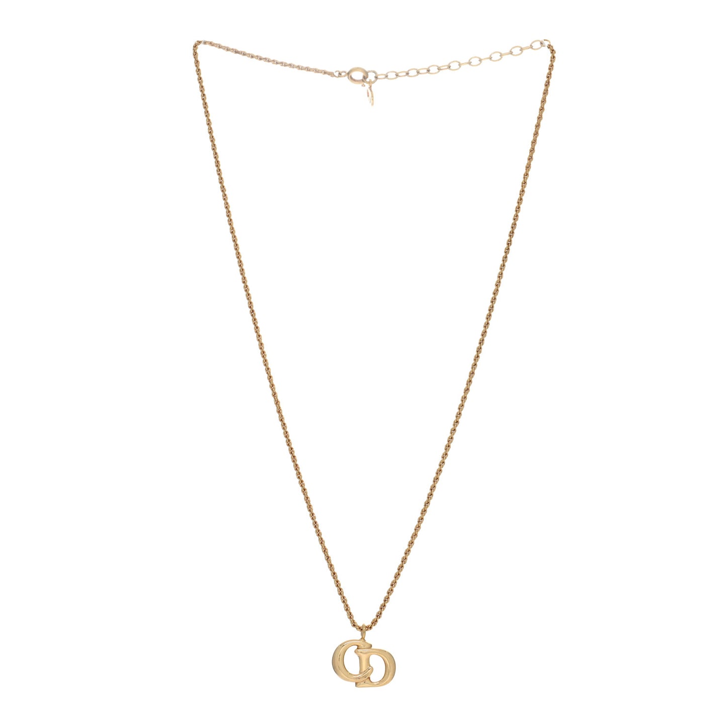 Metal CD Logo Pendant Necklace Gold