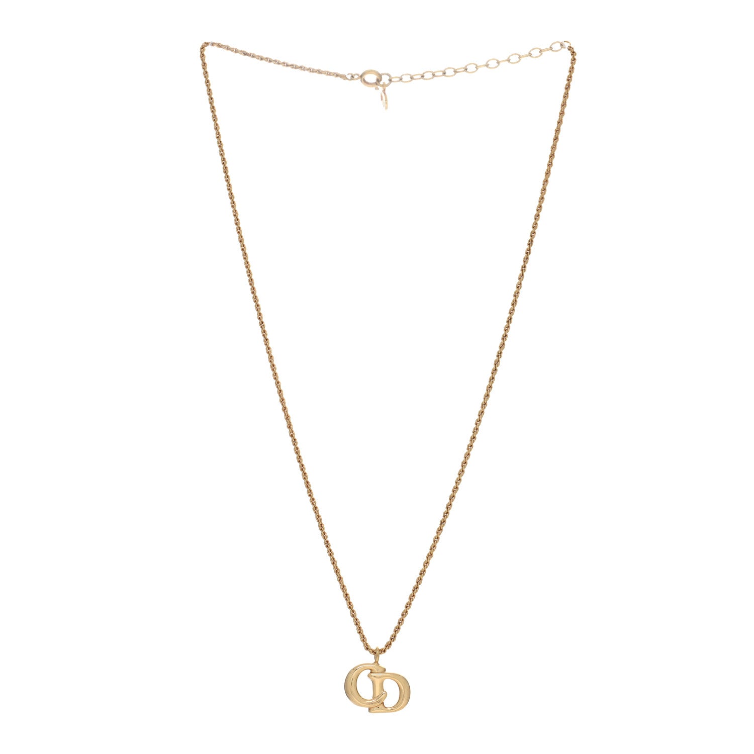Christian Dior Metal CD Logo Pendant Necklace Gold 2 of 4