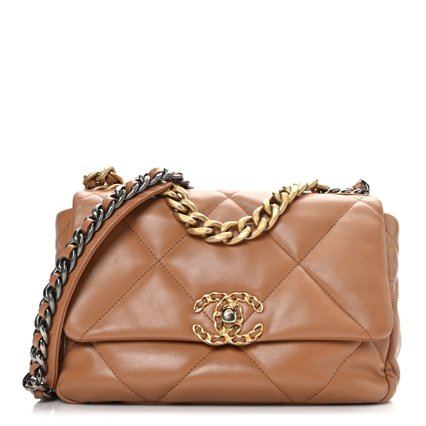 Lambskin Quilted Medium Chanel 19 Flap Brown
