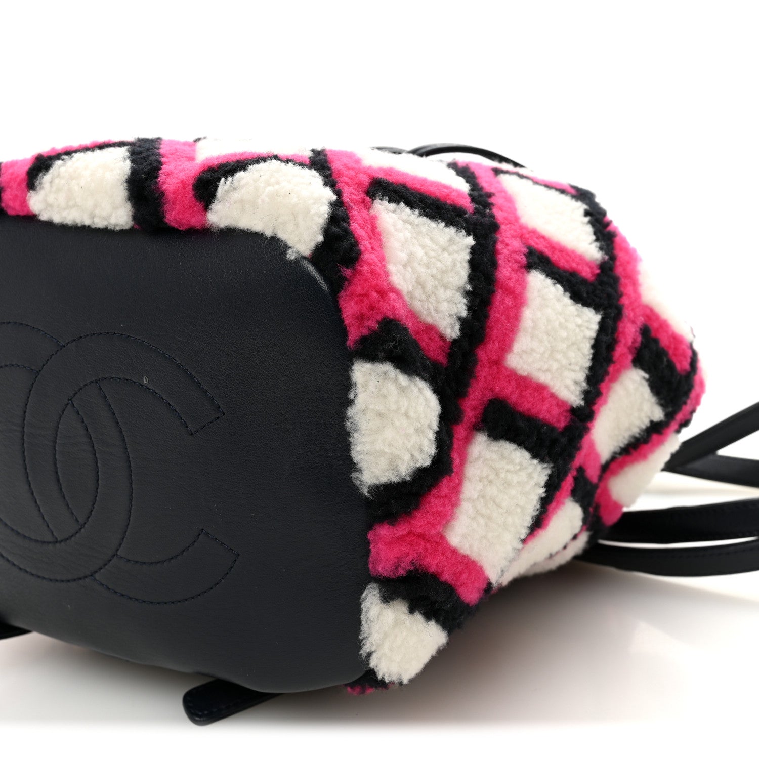 Chanel Lambskin Shearling Small Urban Spirit Backpack White Fuchsia Navy 10 of 10