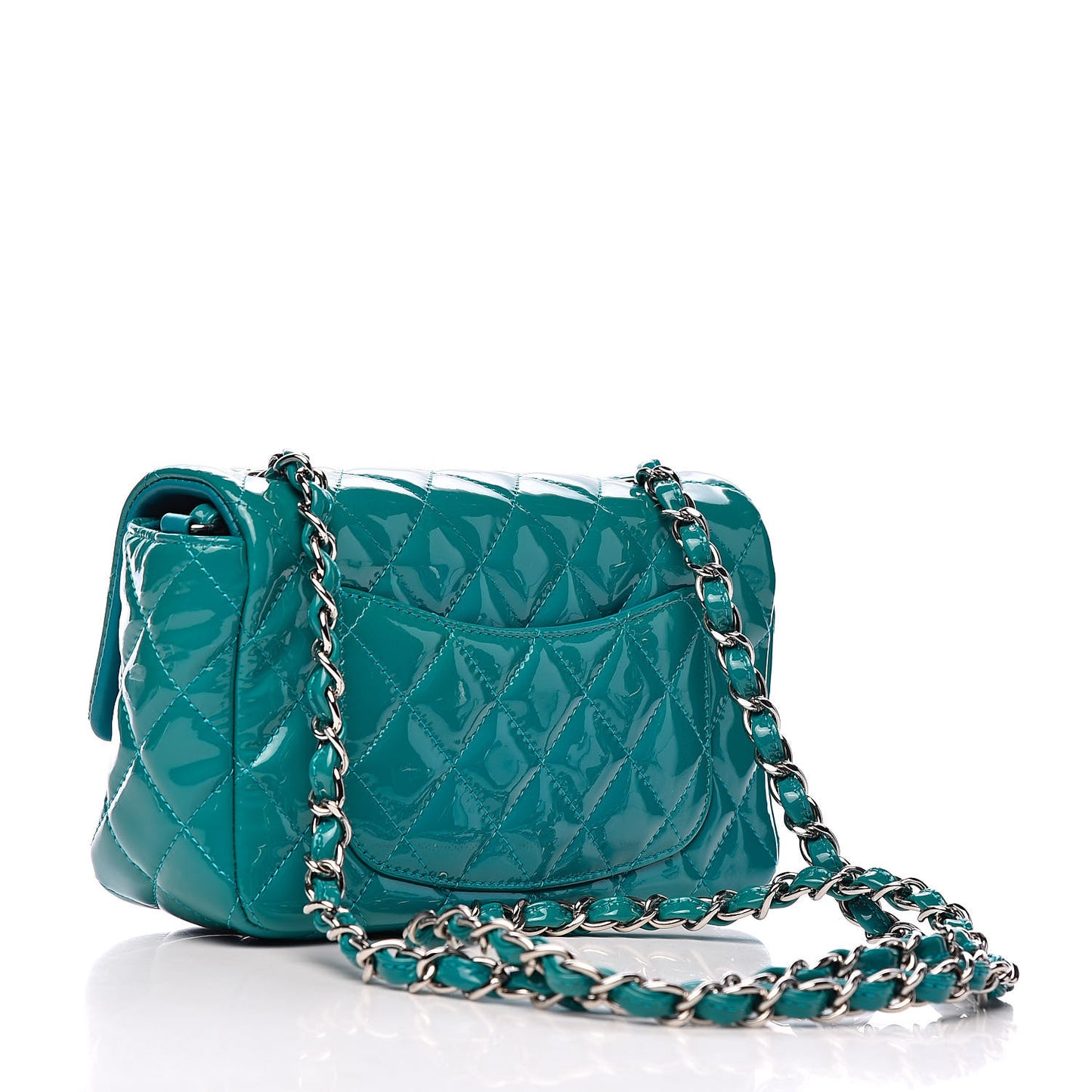 Patent Quilted Mini Rectangular Flap Turquoise