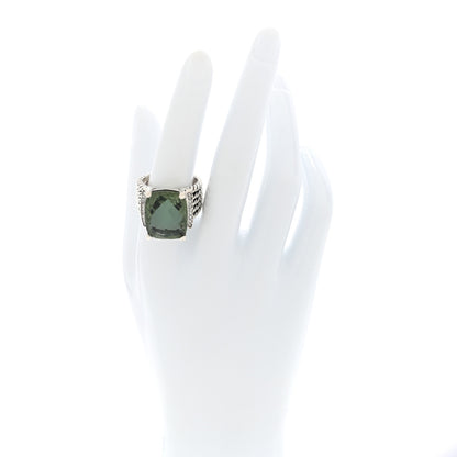 David Yurman Sterling Silver Diamond Prasiolite 20mm Wheaton Ring 58 8.25 2 of 4