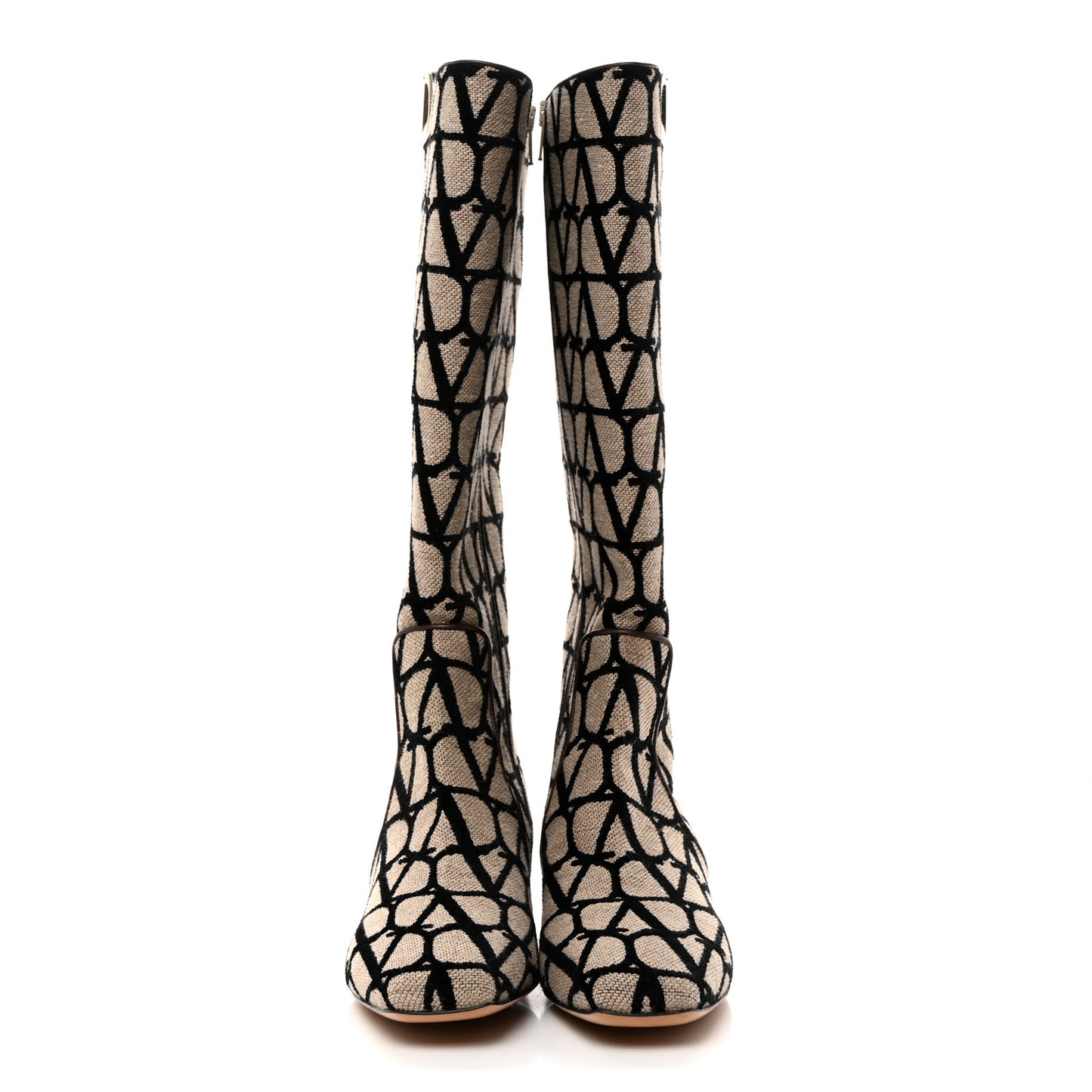 Toile Iconographe Calfskin Vlogo Knee High 30mm Boots 37 Naturale Black Fondant