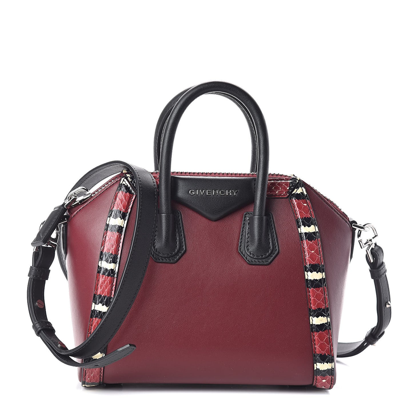 Smooth Calfskin Ayers Mini Bi-Color Antigona Wine Black