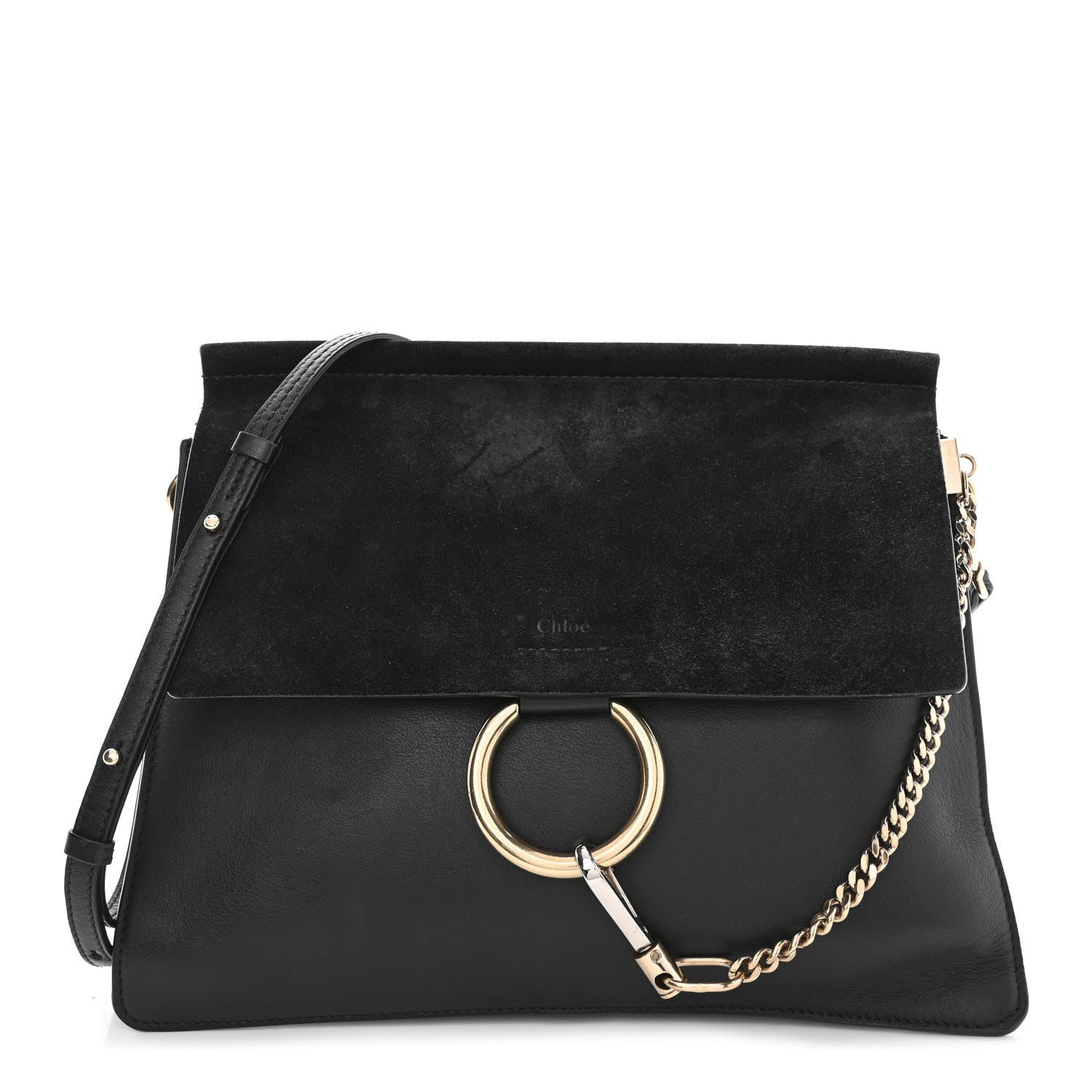 Chloe Suede Calfskin Medium Faye Shoulder Bag Black 1 of 10