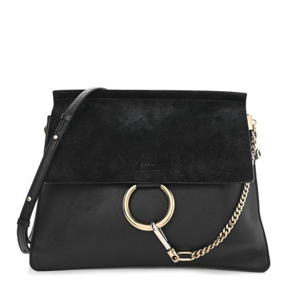 Chloe Suede Calfskin Medium Faye Shoulder Bag Black 1 of 10