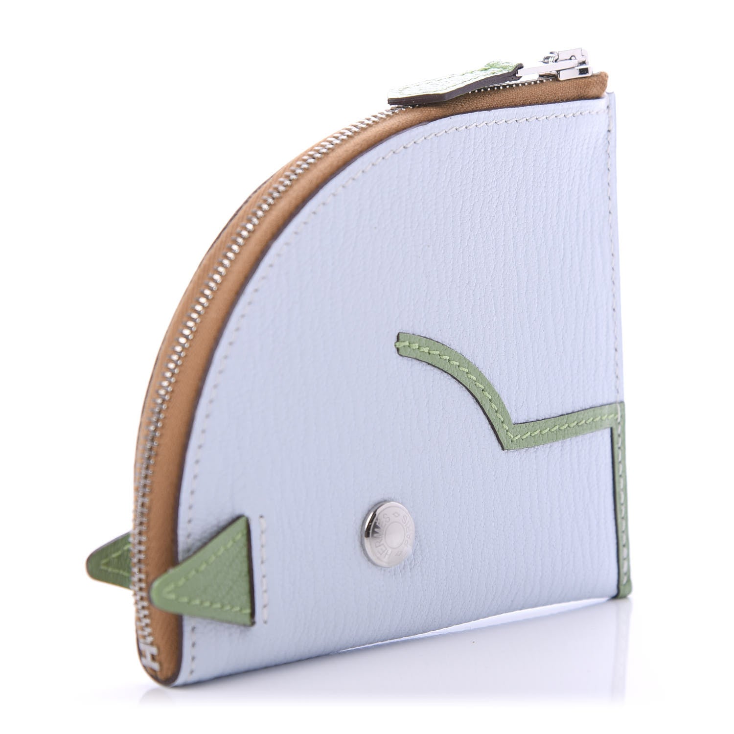 Hermes Chevre Mysore Paddock Change Purse Blue Brume Vert Criquet 3 of 9