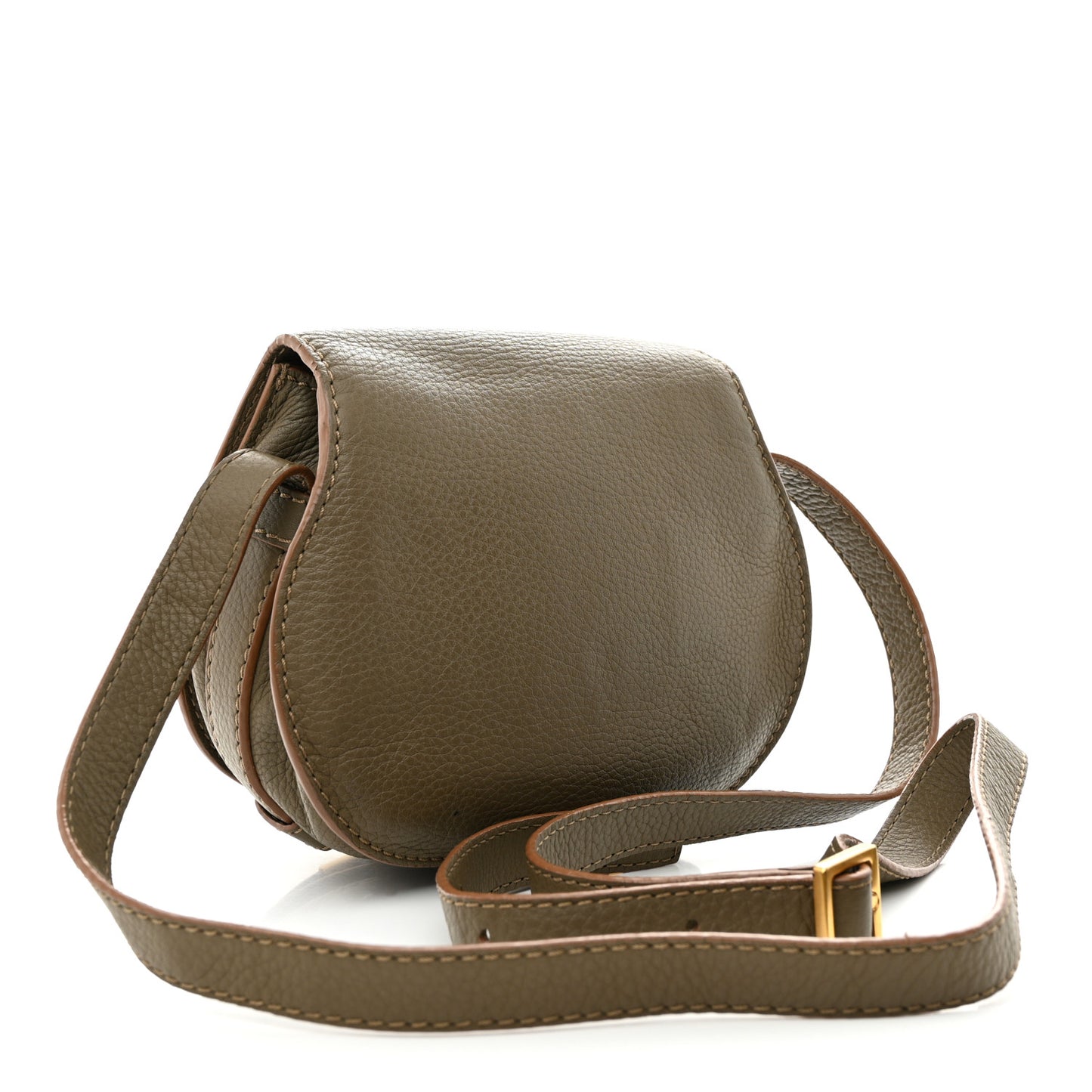 Grained Calfskin Small Marcie Saddle Bag Anchor Grey