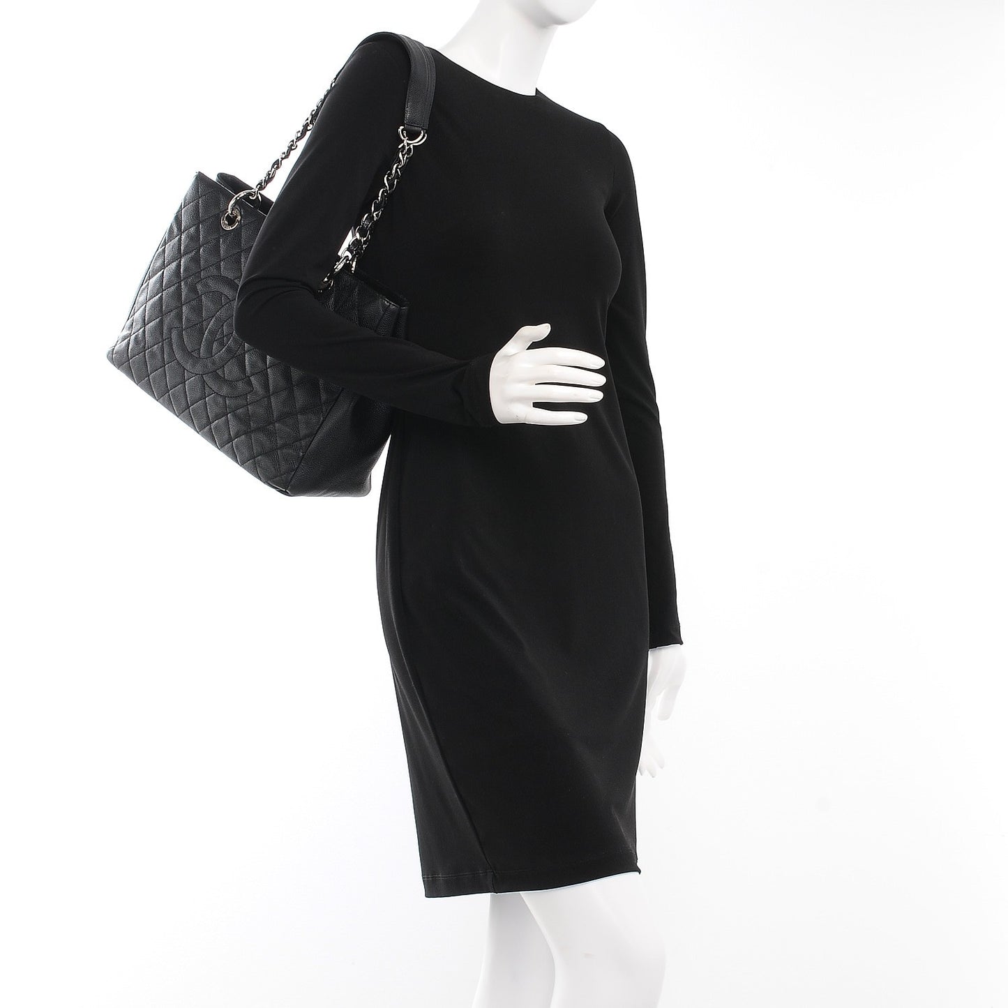 Caviar Quilted Grand Shopping Tote GST Black