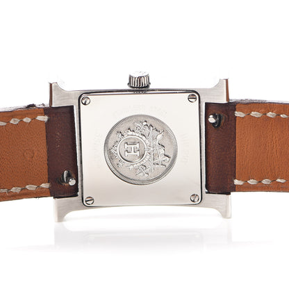 Hermes Stainless Steel Barenia 21mm Heure H Hour Double Tour Quartz Watch Fauve 4 of 5