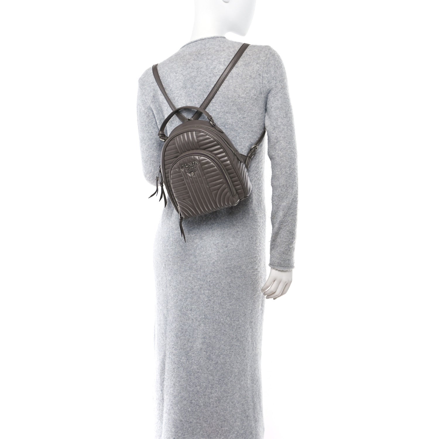 Prada Soft Calfskin Impunture Diagramme Day Backpack Bambu 2 of 12