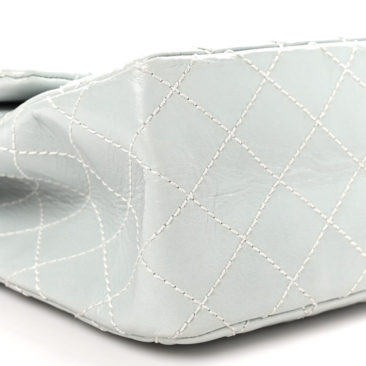 Glazed Calfskin Quilted Surpique 2.55 Reissue Flap Light Blue