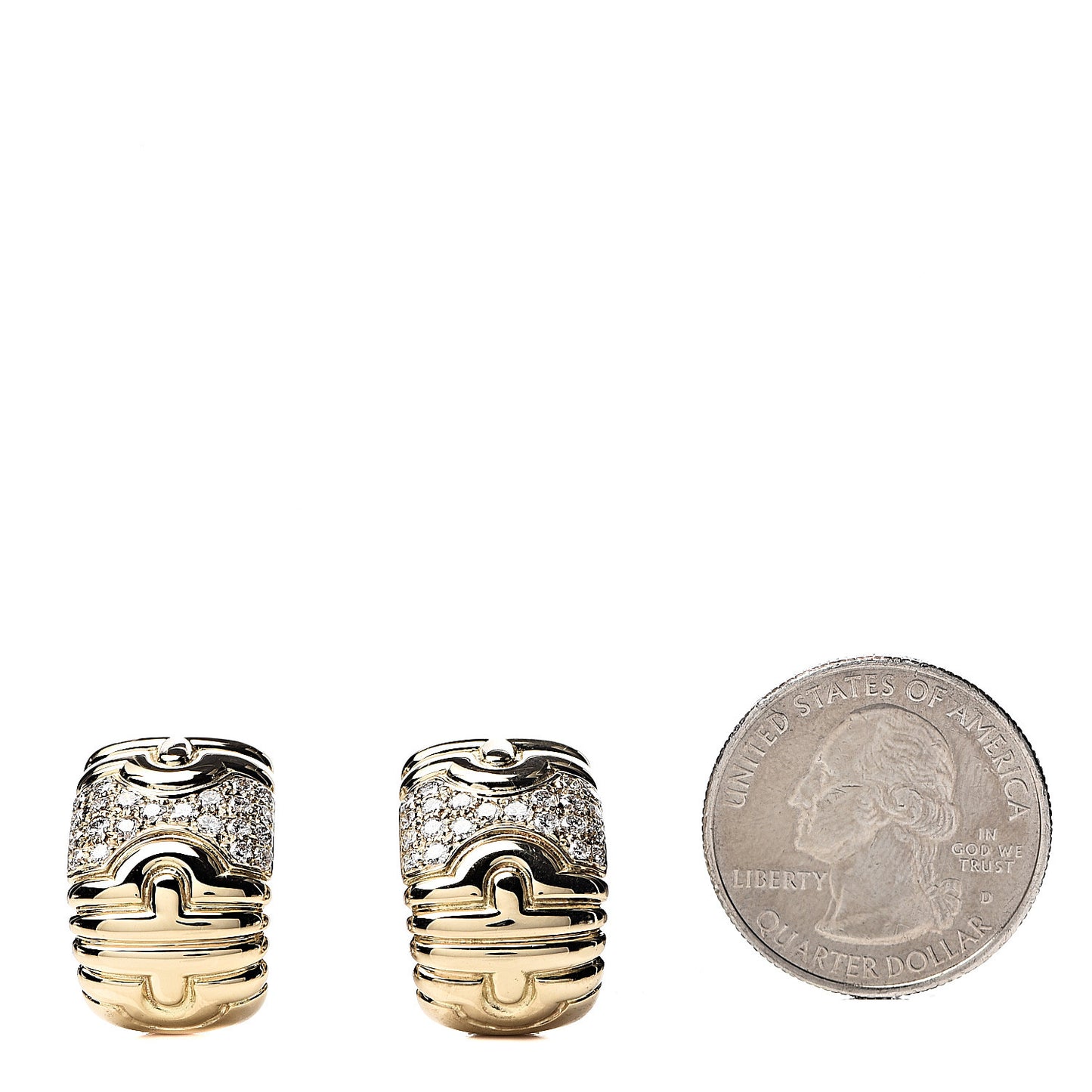 18K Yellow Gold Diamond Parentesi Clip-On Earrings