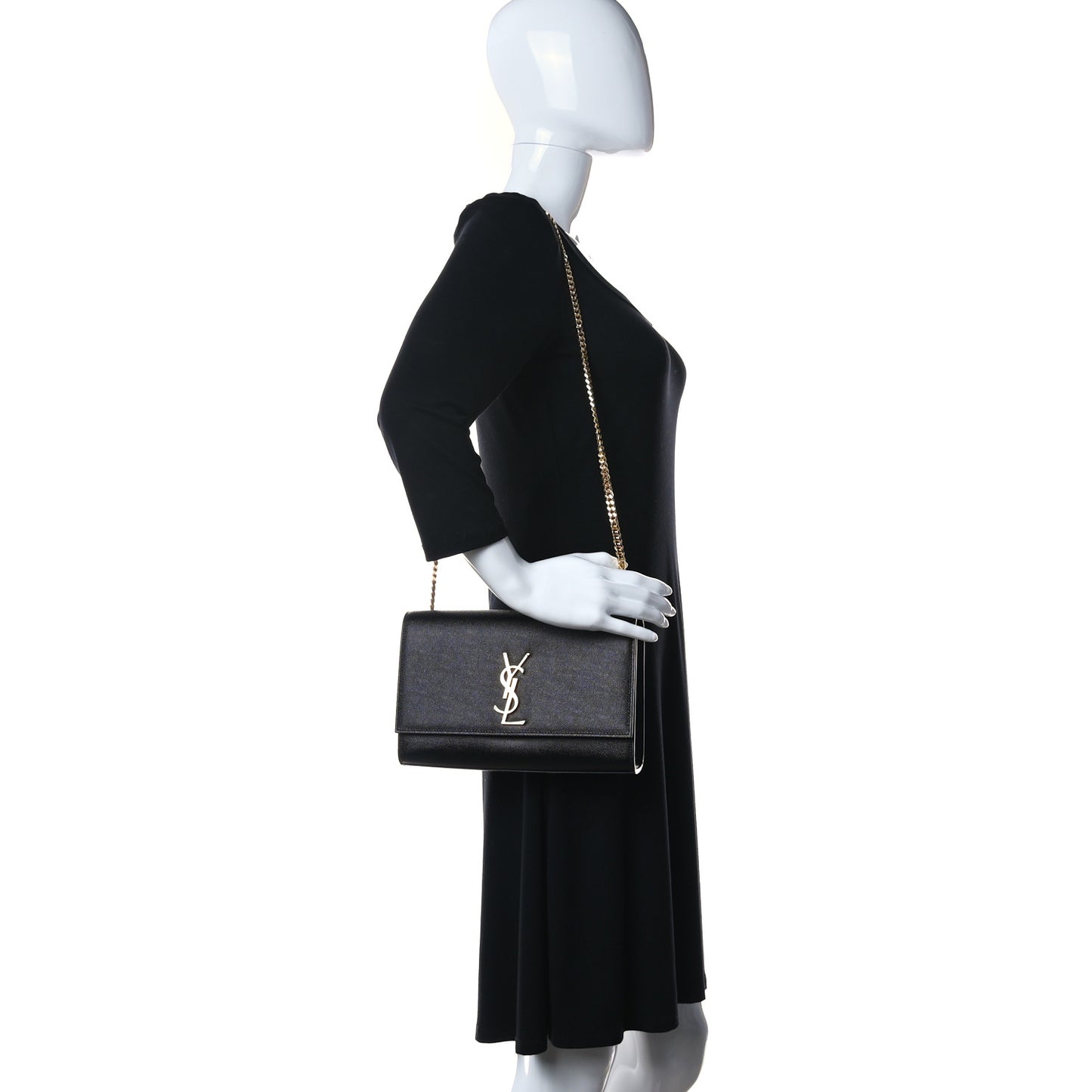 Grain De Poudre Medium Classic Monogram Kate Satchel Black