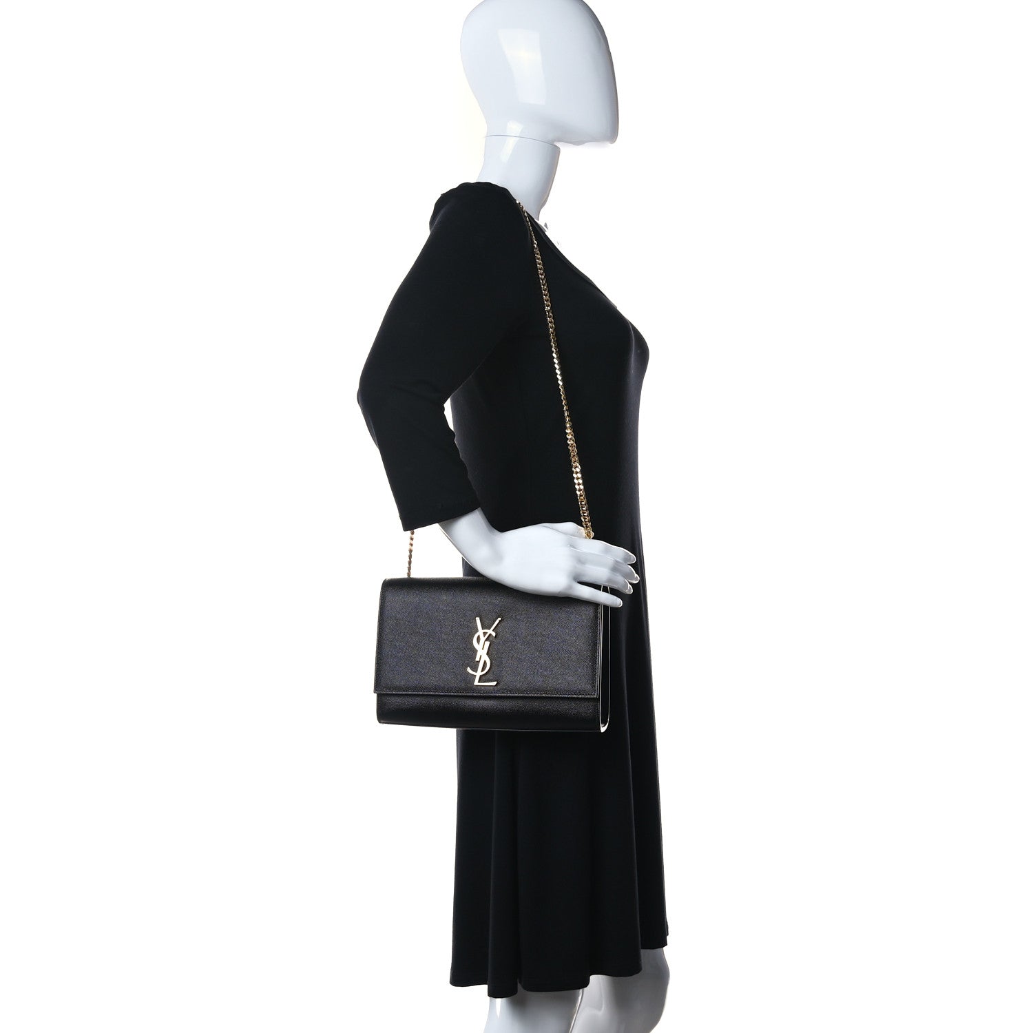 Saint Laurent Grain De Poudre Medium Classic Monogram Kate Satchel Black 3 of 15