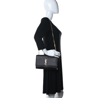 Saint Laurent Grain De Poudre Medium Classic Monogram Kate Satchel Black 3 of 15