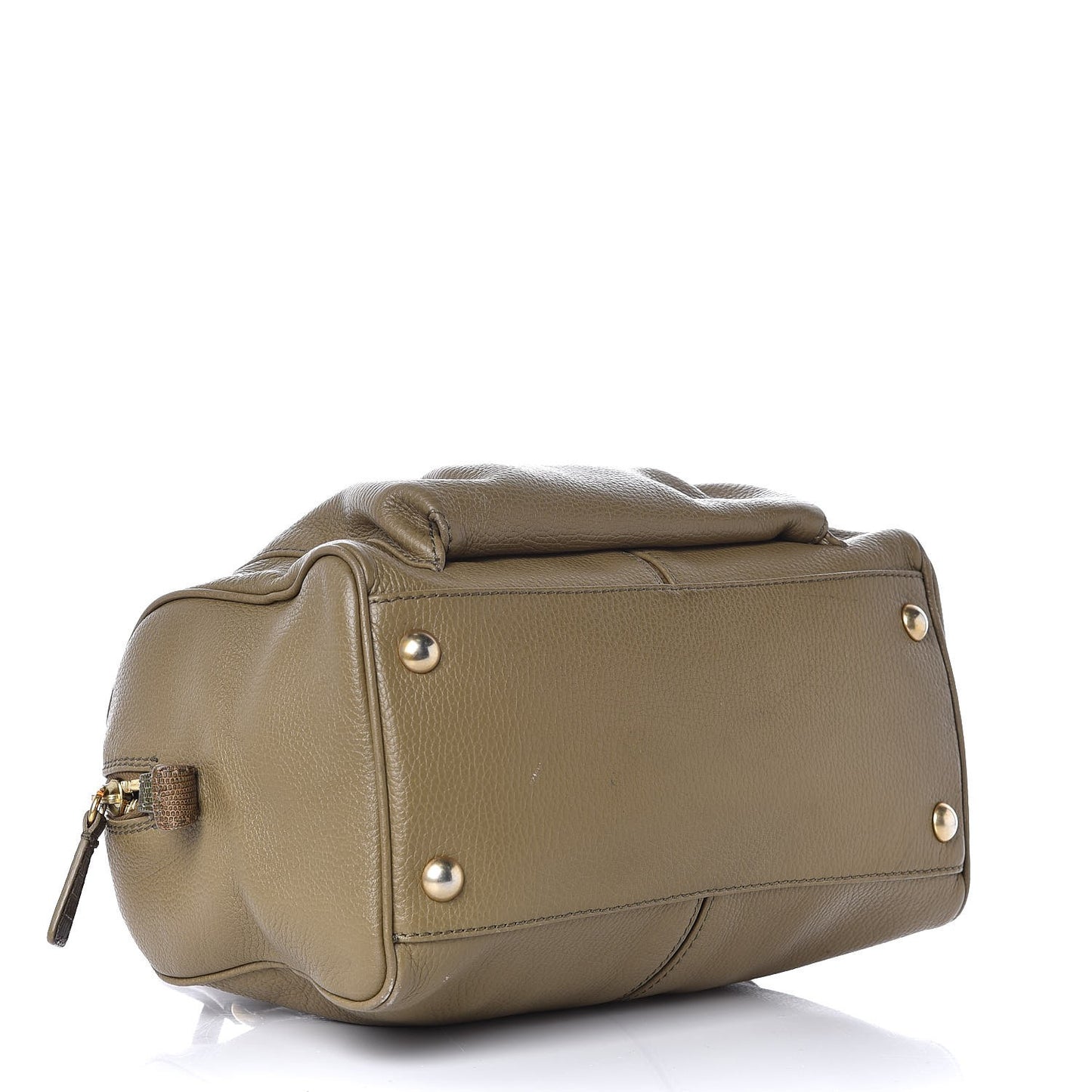 Pebbled Calfskin Lizard Boston Bag Brown