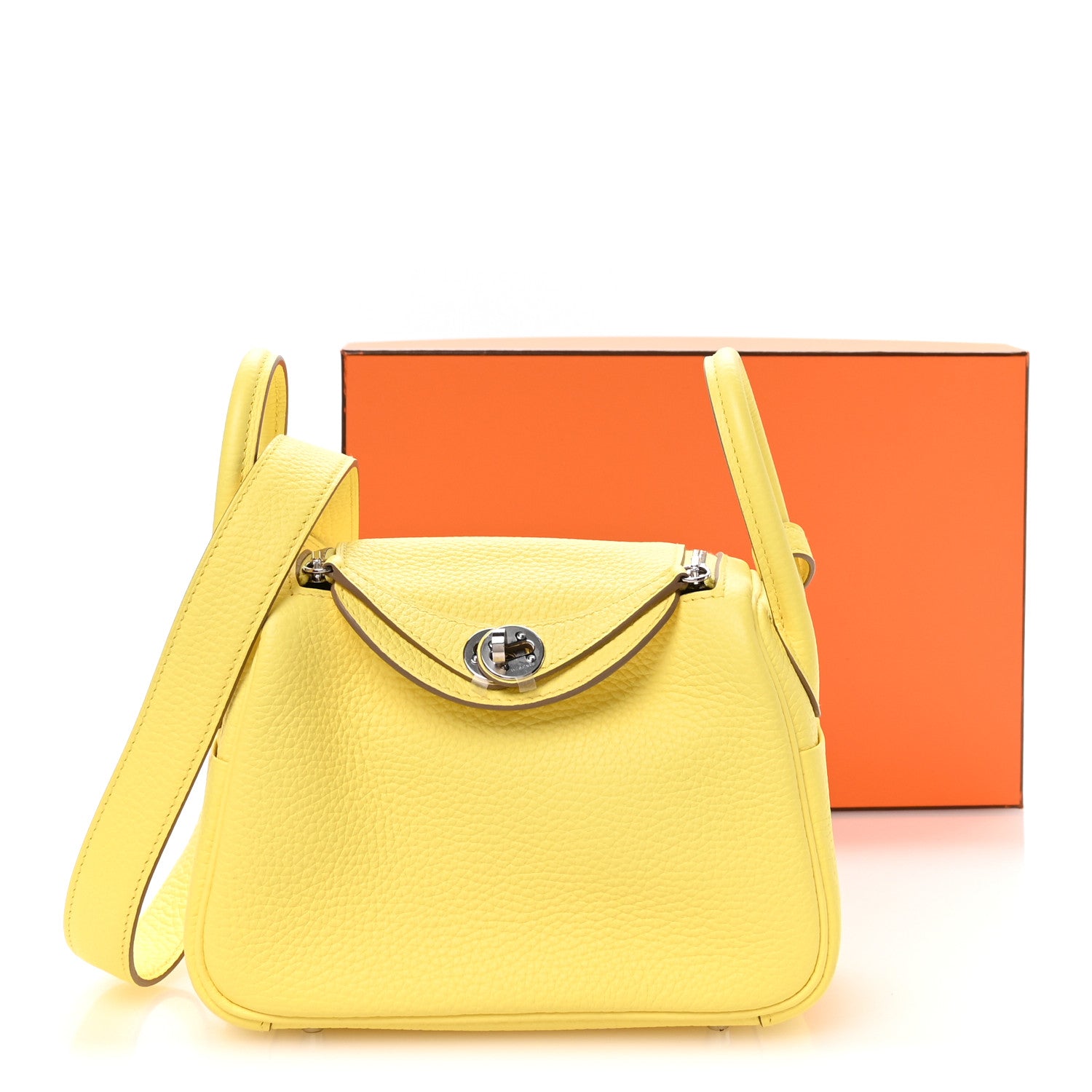 Hermes Taurillon Clemence Mini Lindy 20 Limoncello 11 of 11