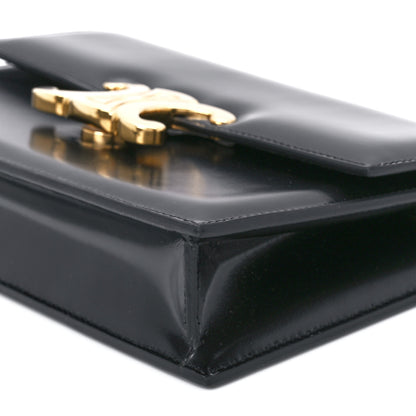 Celine Shiny Calfskin Triomphe Soir Clutch Black 9 of 10