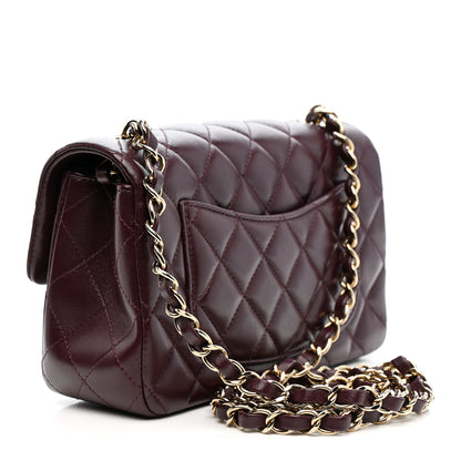 Chanel Lambskin Quilted Mini Rectangular Flap Burgundy Burgundy 3 of 12